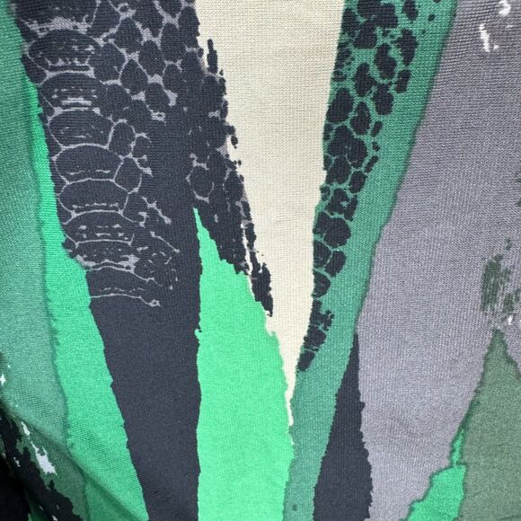 BCBGMAXAZRIA Dress Women’s Medium Blue Green Abstract Adele Wrap 3/4 Sleeve - Picture 7 of 8